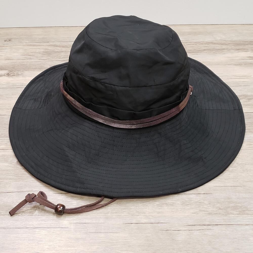 Pistil Hat Sun Fitted Womens One Size Black Wide Brim Chin Strap Outdoor Summer